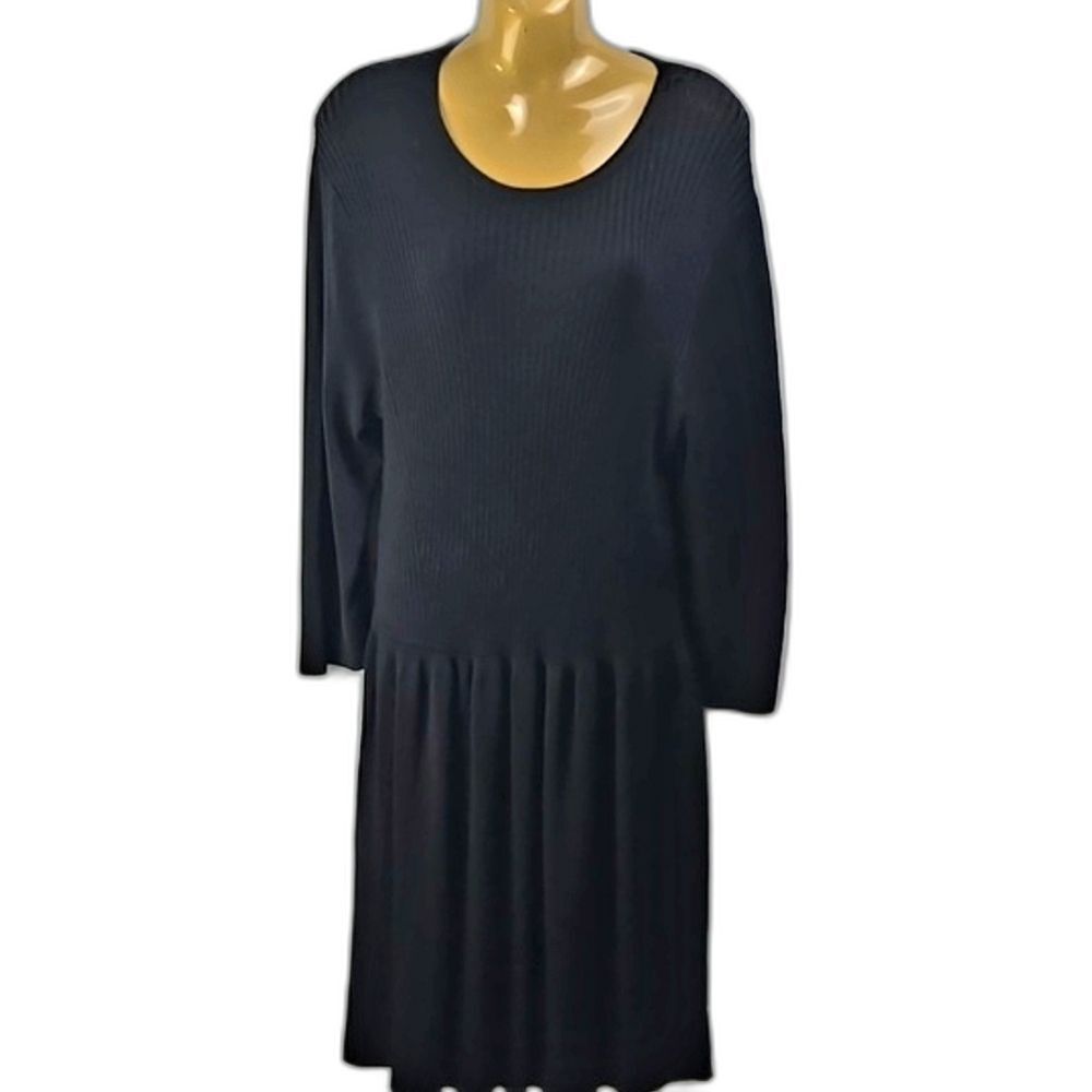 J. McLaughlin Womens Long Sleeve Black Knit Dress Sz β L